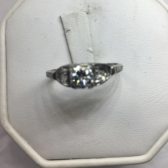 Antique platinum round diamonds ring - Picture 2 of 5